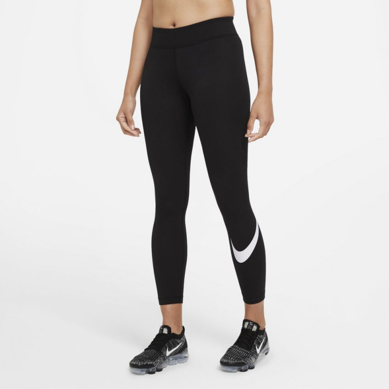 Nike Essential Women's Swoosh Mid-Rise Leggings - Black/White