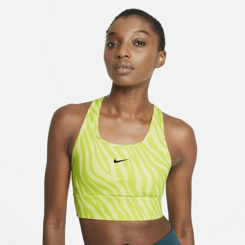Nike Swoosh Icon Clash Sports Bra - Light Lime/Black