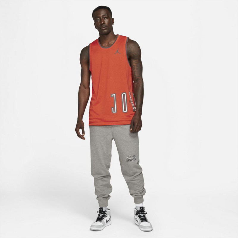 JORDAN Maillot réversible de basketball pour homme Sport DNA - Orange/Gris fer