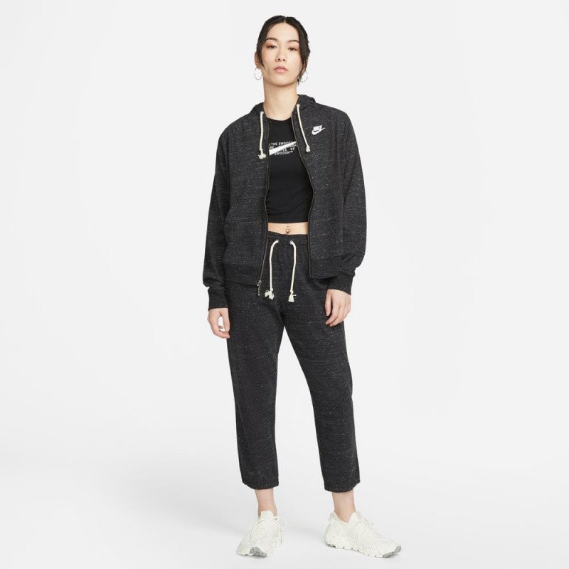 NIKE SPORTSWEAR Women's Hooded Jacket Sportswear Gym Vintage - Black/White