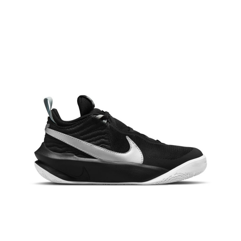 Nike Team Hustle D 10 Big Kids' Basketball Shoes - Black/Metallic Silver-Volt-White
