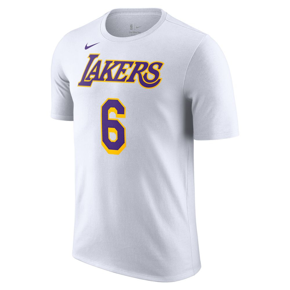 T-shirt NBA pour homme Nike Los Angeles Lakers Lebron James - Blanc