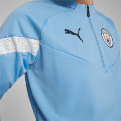 767753 12 - Haut d'entraînement 1/4zip Puma Manchester City FC - Team Light Blue/Puma White