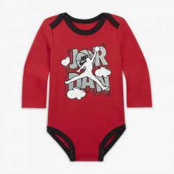 55B902-R69 - Pack of 3 baby bodysuits (0-9 months) Jordan Comic Set - Fire Red