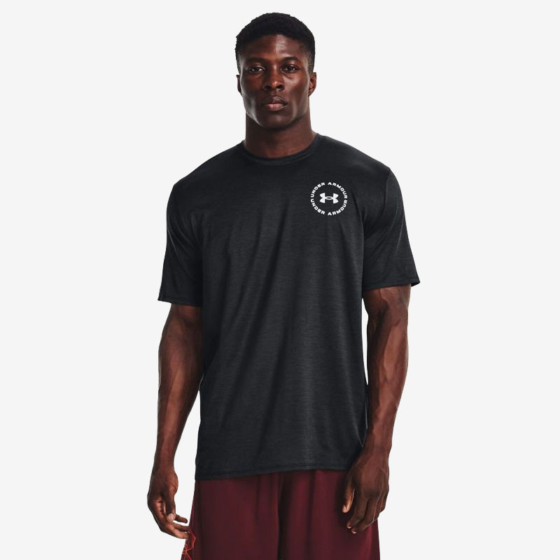 T-shirt d'entraînement à manches courtes pour homme Under Armour Vent Graphic - Noir/Blanc