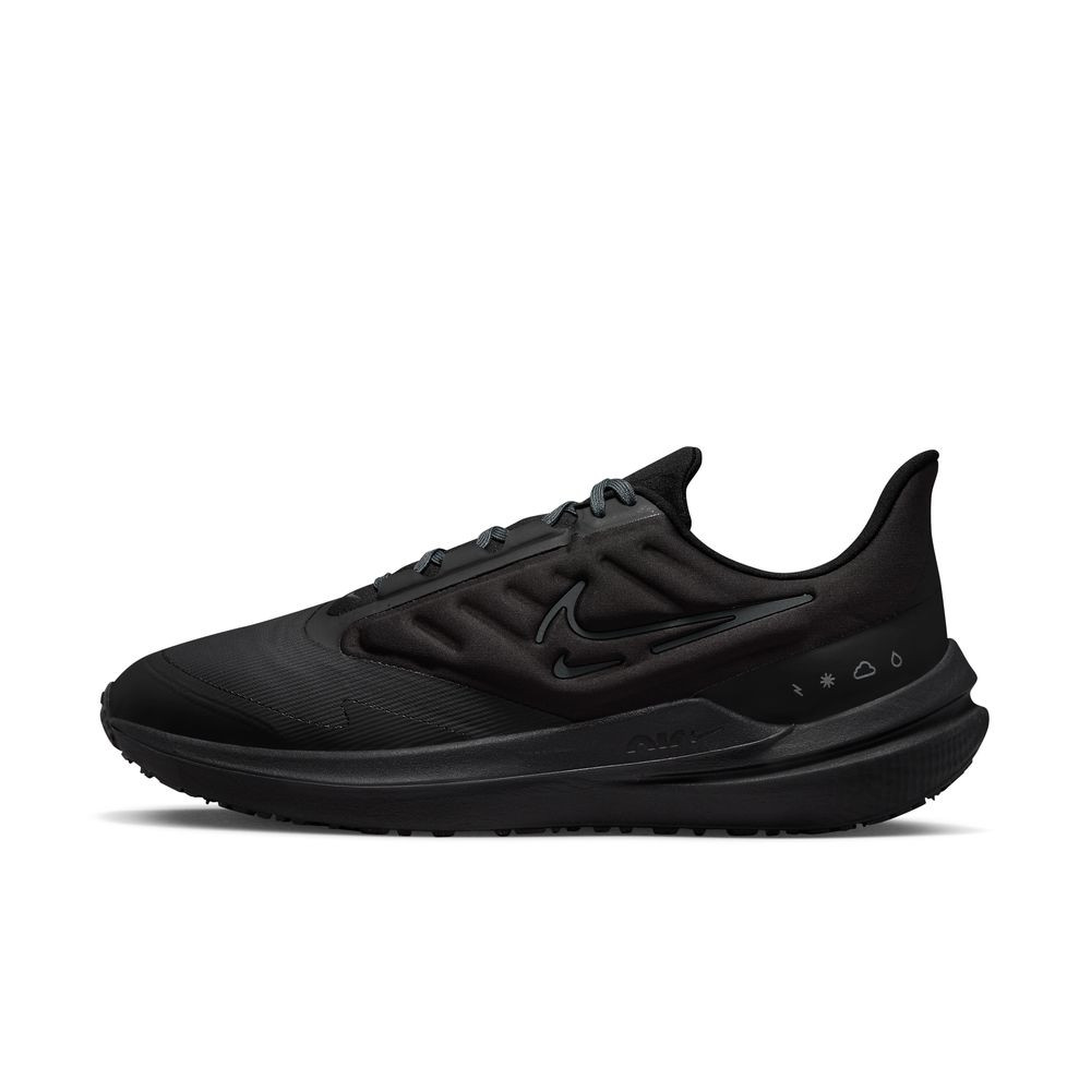 Chaussures de running sur route résistantes aux intempéries pour homme Nike Air Winflo 9 Shield - Noir/nOIR-Off Noir-Gris