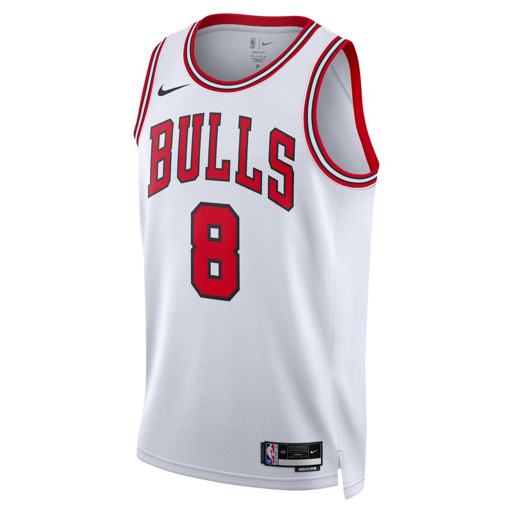 Maillot de basketball NBA pour homme Nike Chicago Bulls Swingman Association 22 - Blanc/Lavine Zach