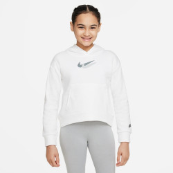 DQ9127-100 - Nike Sportswear Big Kids (Girls) Fleece Hoodie - White/Black