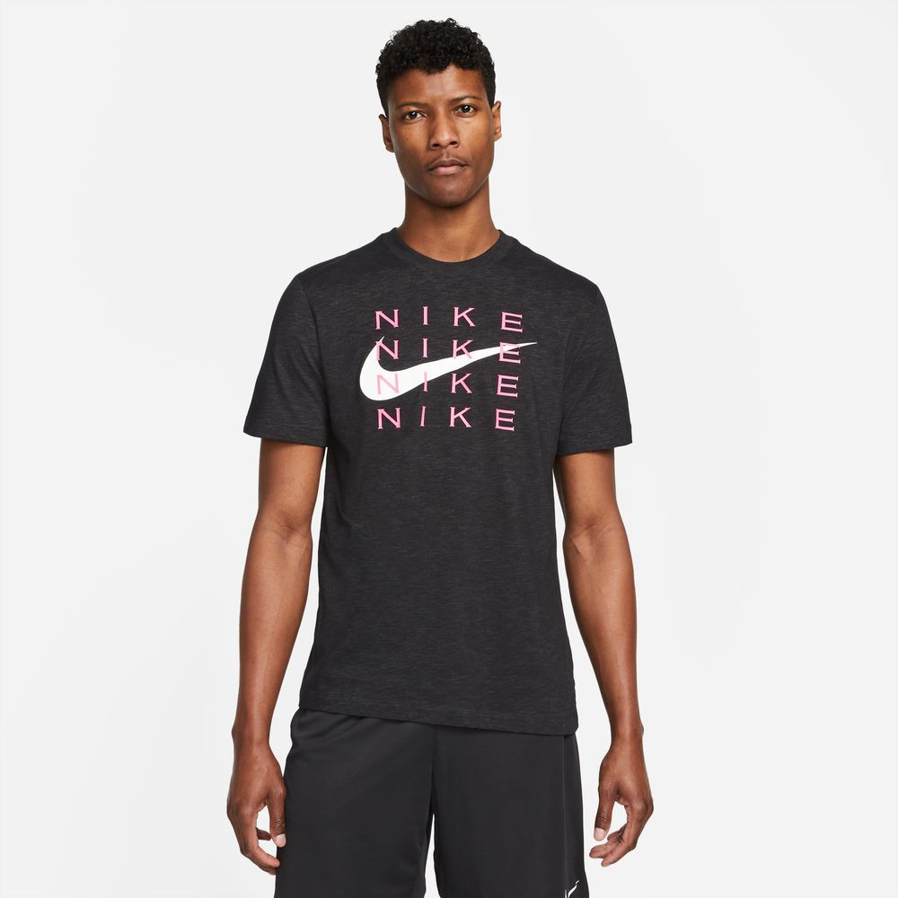 T-shirt d'entraînement flammé pour homme Nike Dri-FIT - Noir/Gris Fumé