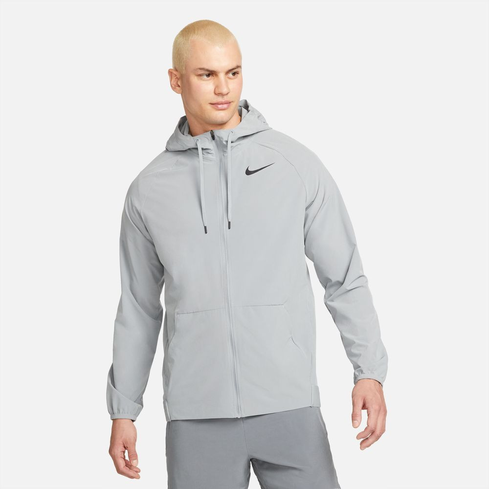 Veste d'entraînement à capuche entièrement zippée pour homme Nike Pro Dri-FIT Flex Vent Max - Gris particule/Gris fer/Noir
