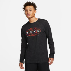 DR7541-010 - Nike Men's Training Dri-FIT Long Sleeve T-Shirt - Black/Particle Gray