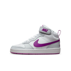 CD7782-009 - Baskets enfant Nike Court Borough Mid 2 - Pure Platinum/Vivid Purple-White