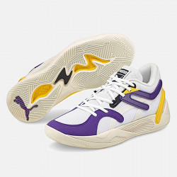 Chaussures de Basket-ball pour homme Puma TRC Blaze Court - Blanc/Jaune/Violet - 376582 07