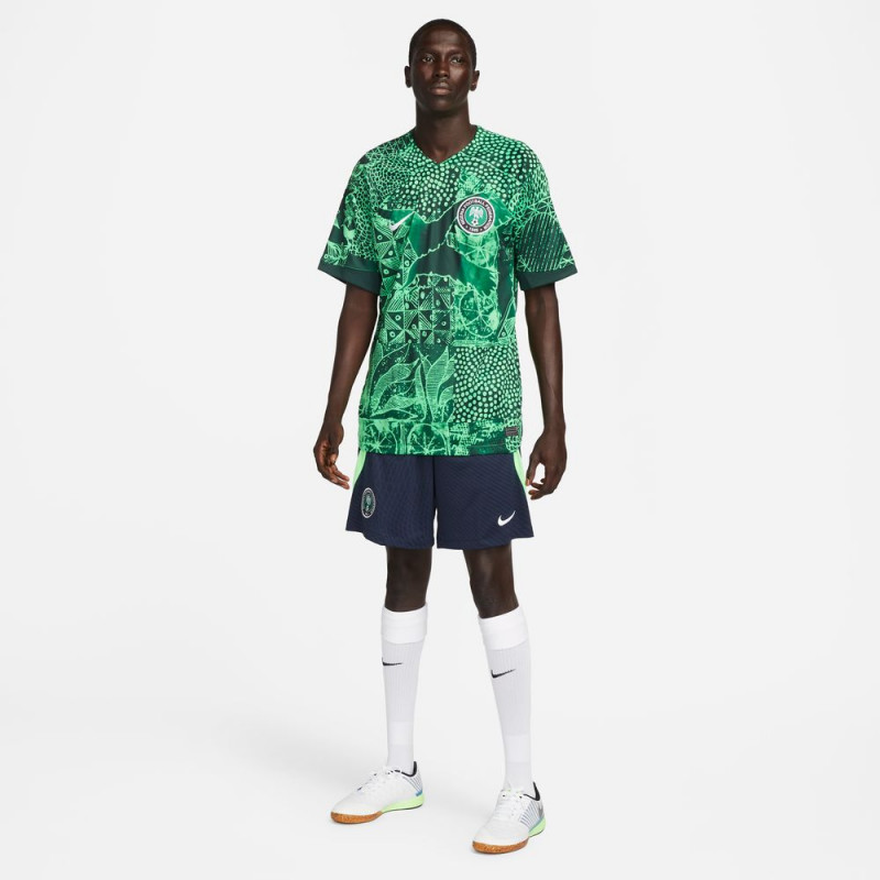 Nike Nigeria Strike Men's Dri-FIT Mesh Football Shorts - Obsidian/Strike Green/White