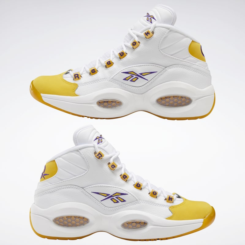 Reebok Question Mid Basketball Shoes - White/Yellow