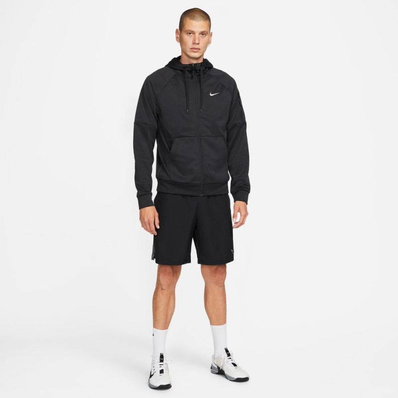 Nike Therma-FIT Men's Full-Zip Fitness Hoodie - Black/Black/White
