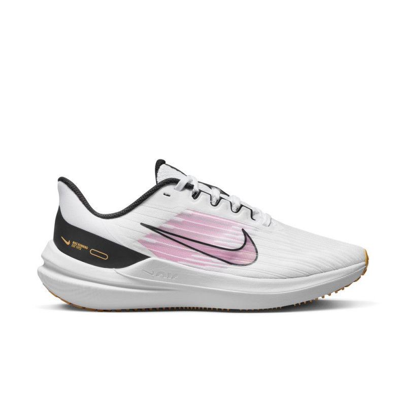 Nike Air Winflo 9 Women's Road Running Shoes - White/Sort Pink-Black-Wheat Gold