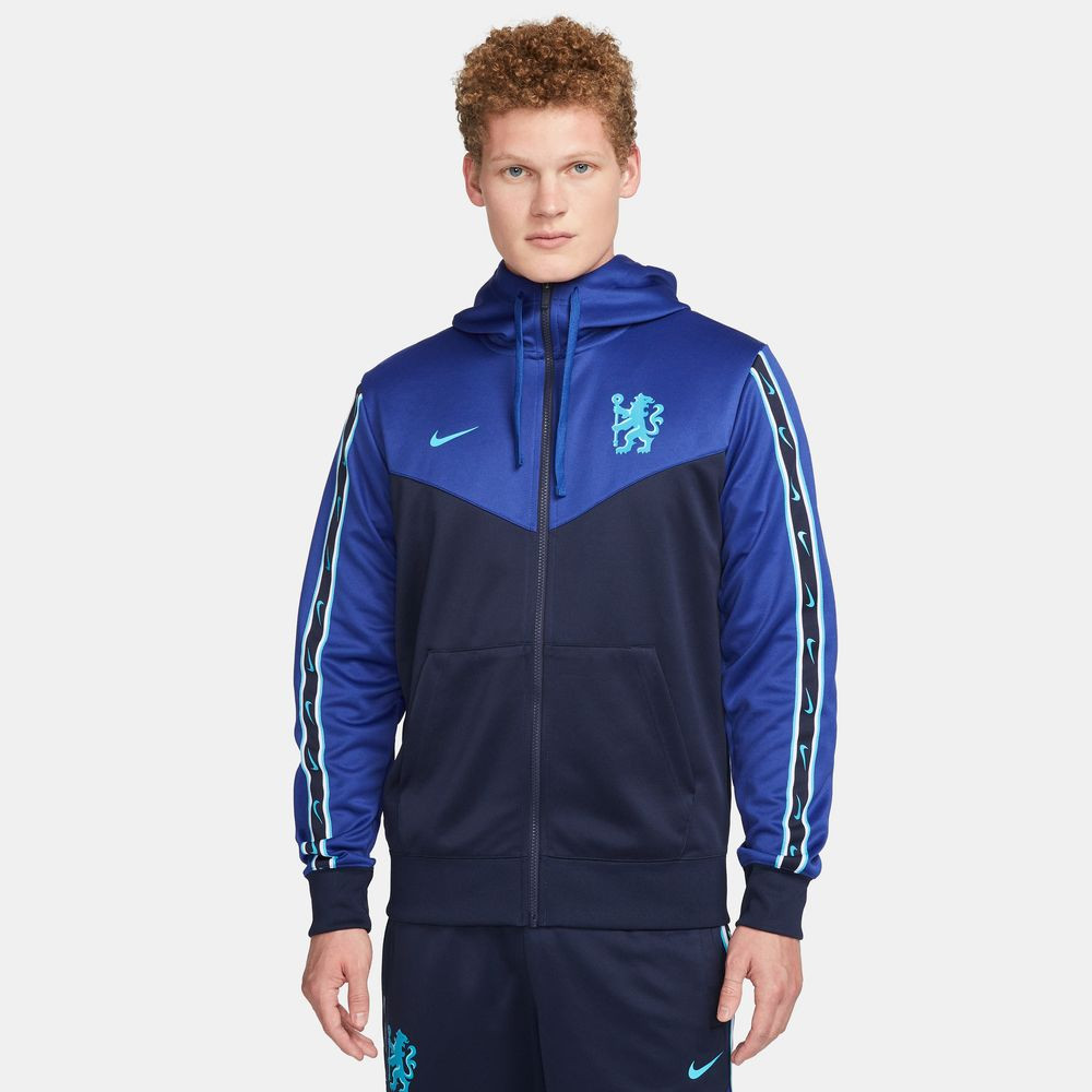 Sweat à capuche entièrement zippé pour homme Nike Chelsea FC Repeat - College Navy/Bleu Rush/Bleu Chlore