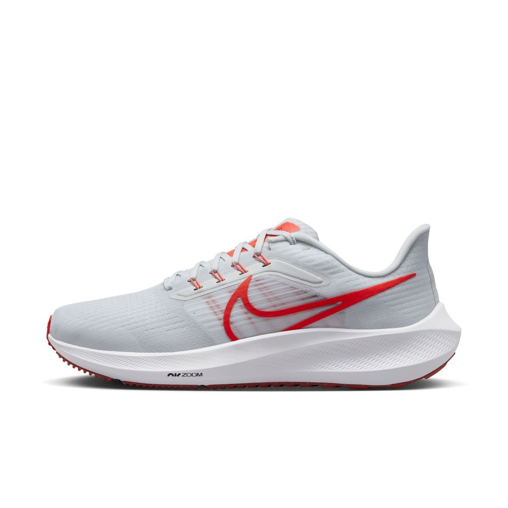Chaussures de running sur route pour homme (extra larges) Nike Pegasus 39 Extra Wide - Teinte Platine/Lt Crimson-White-Adobe