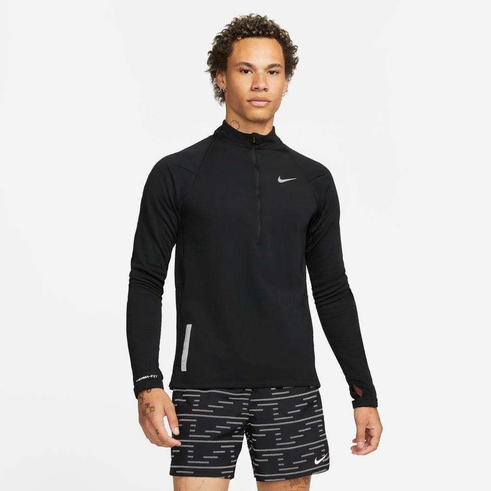 Haut de running à demi-zip pour homme Nike Therma-FIT Run Division Element - Noir/Argent réfléchissant