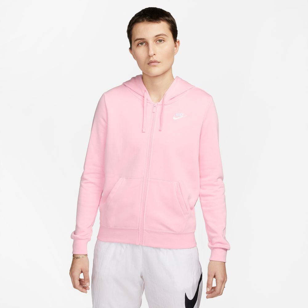 Sweat à capuche entièrement zippé pour femme Nike Sportswear Club Fleece - Rose tendre moyen/blanc