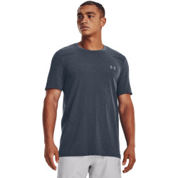T-shirt homme Under Armour Seamless Grid - Downpour Gray/Harbor Blue - 1376921-044