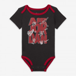 Jordan Playground 3-Pack Newborn Bodysuits (0-9 Months) - White/Black/Red - 55C207-WOG