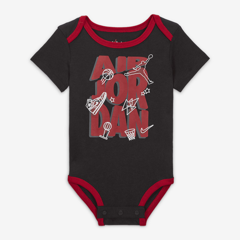 Jordan Playground 3-Pack Newborn Bodysuits (0-9 Months) - White/Black/Red