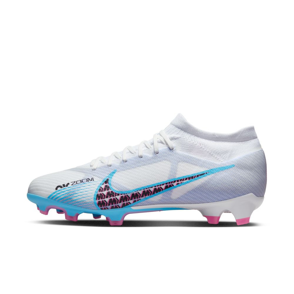 Nike Zoom Mercurial Vapor 15 Pro FG Firm Ground Soccer Cleats - White/Baltic Blue-Pink Blast-Indigo Haze