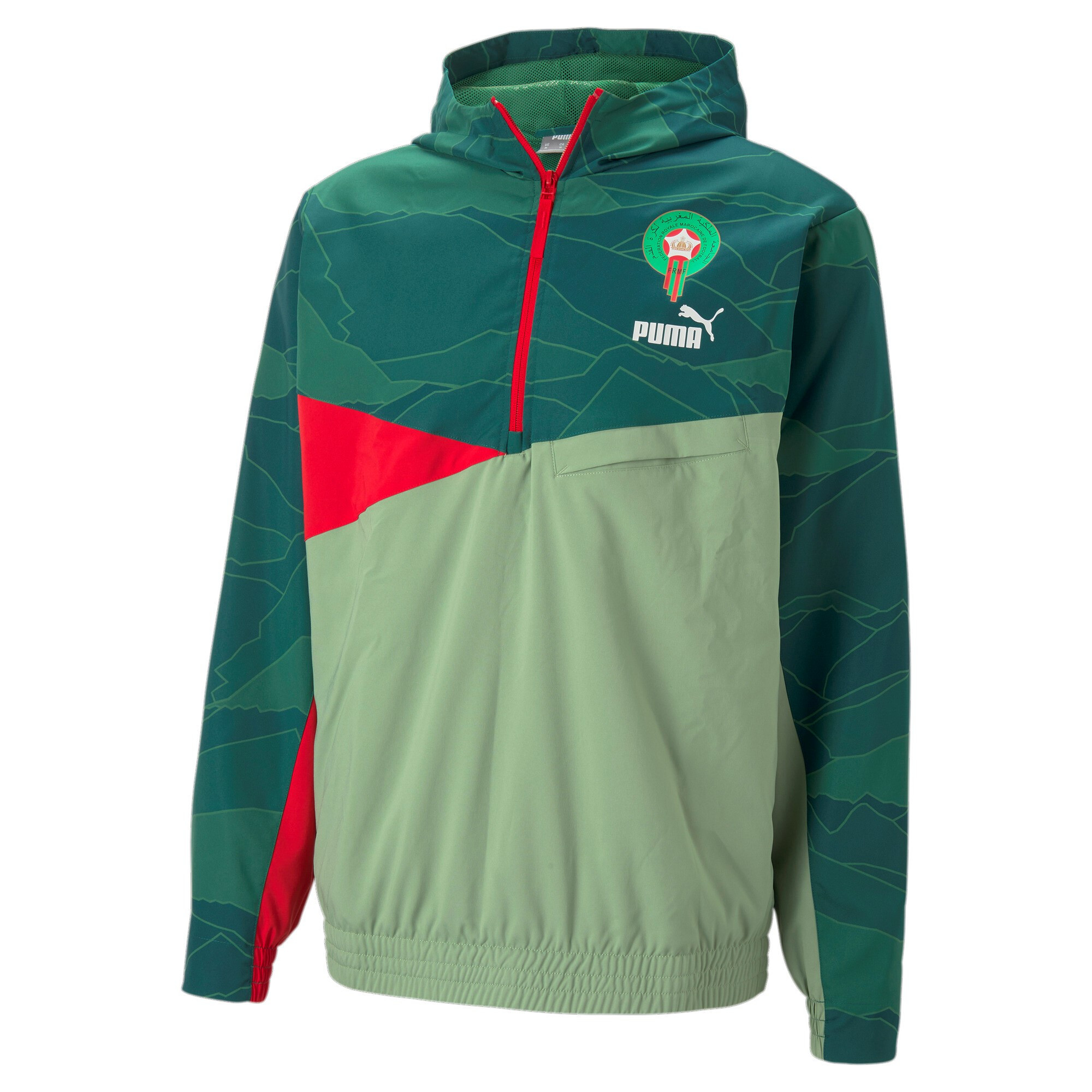 Puma Morocco Men's Football 1/2 Zip tracksuit hoodie - Vine/Dusty Green