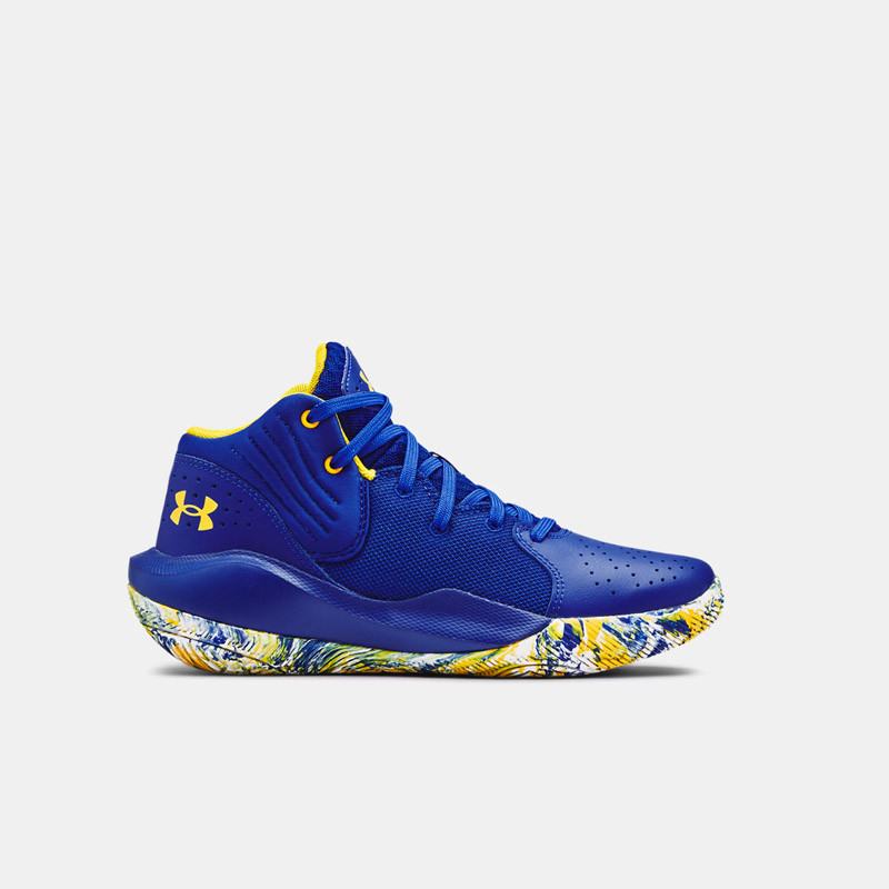 Under Armor Jet '21 GS Children's Basketball Shoes - Blue/White/Yellow - 3024794-400