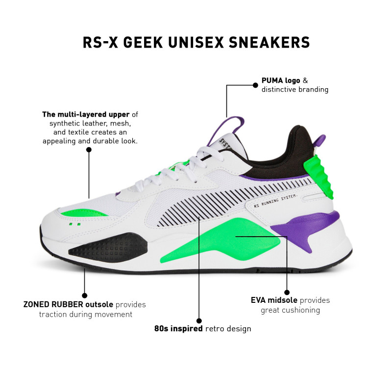 Puma RS-X Geek Men's Shoes - White/Green/Purple