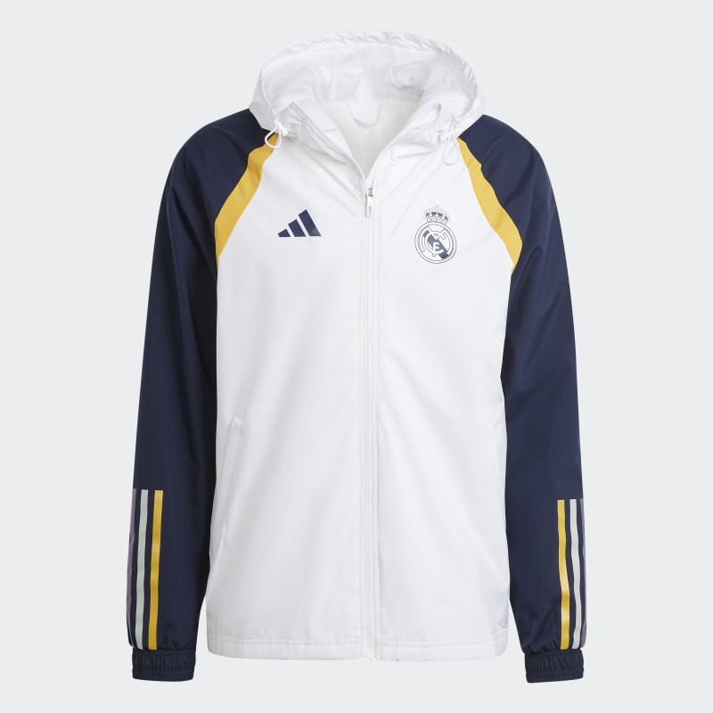adidas Real Madrid Men's Away Football Hooded Jacket 23/24 - White