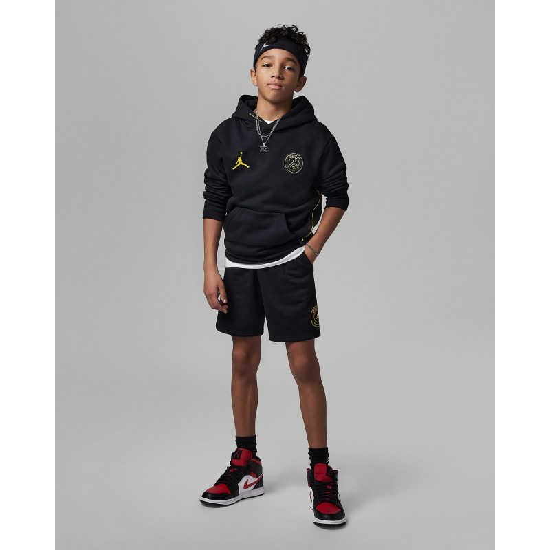 Jordan Paris Saint-Germain 4th Big Kids' Fleece Shorts - Black/Yellow
