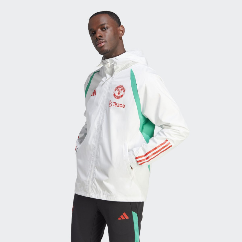 adidas Manchester United FC All-Weather 2023/24 Men's Football Training Jacket - White - IA7297