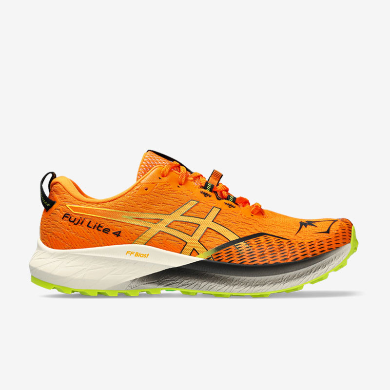 Chaussures de trail Asics FujiLite 4 pour homme - Bright Orange/Neon Lime - 1011B698-800