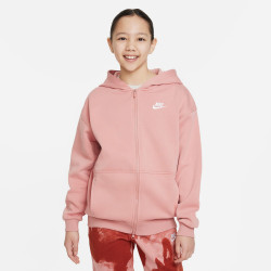 Nike Sportswear Club Fleece Teen Oversized Hooded Jacket - Red Stardust/White - FD2931-618