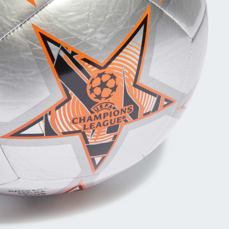 adidas UEFA Champions League club 23/24 Group Stage Football - Silver Metallic/Black/Solar Orange