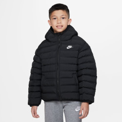 Nike Sportswear children's hooded down jacket - Black/Black/White - FD2845-010