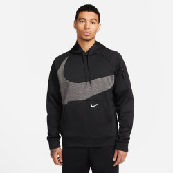 DQ5401-010 - Nike Therma-FIT men's hooded sweatshirt - Black/Black/Charcoal Heathr/White
