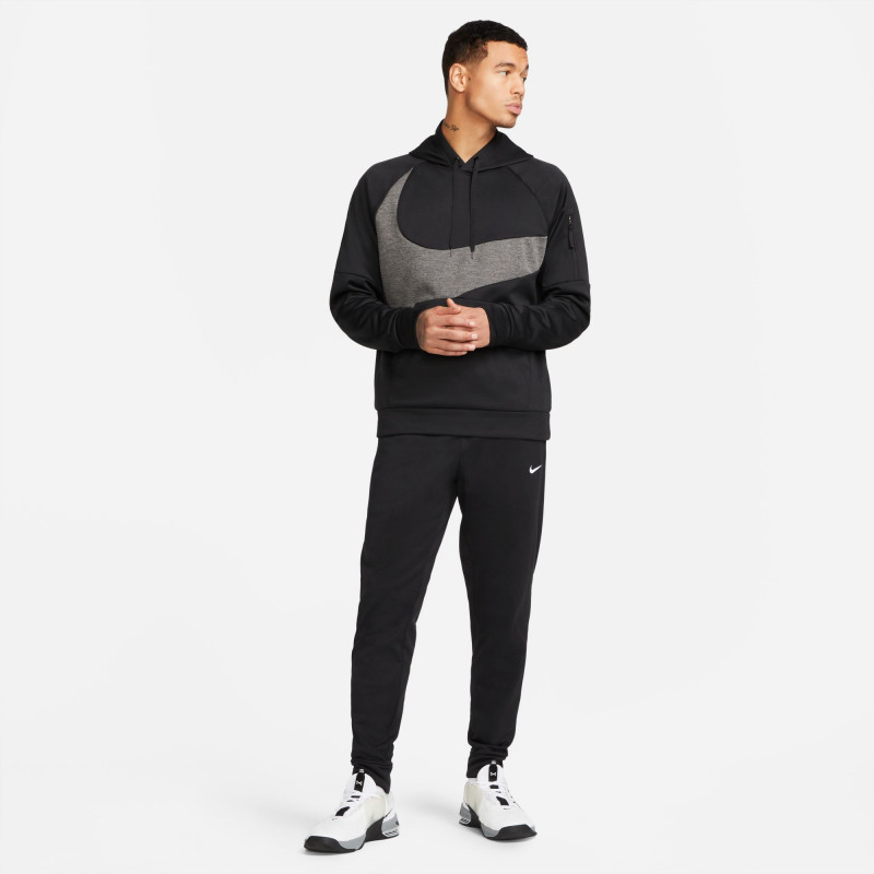 Nike Therma-FIT Men's Fitness Hoodie - Black/Black/Charcoal Heathr/White
