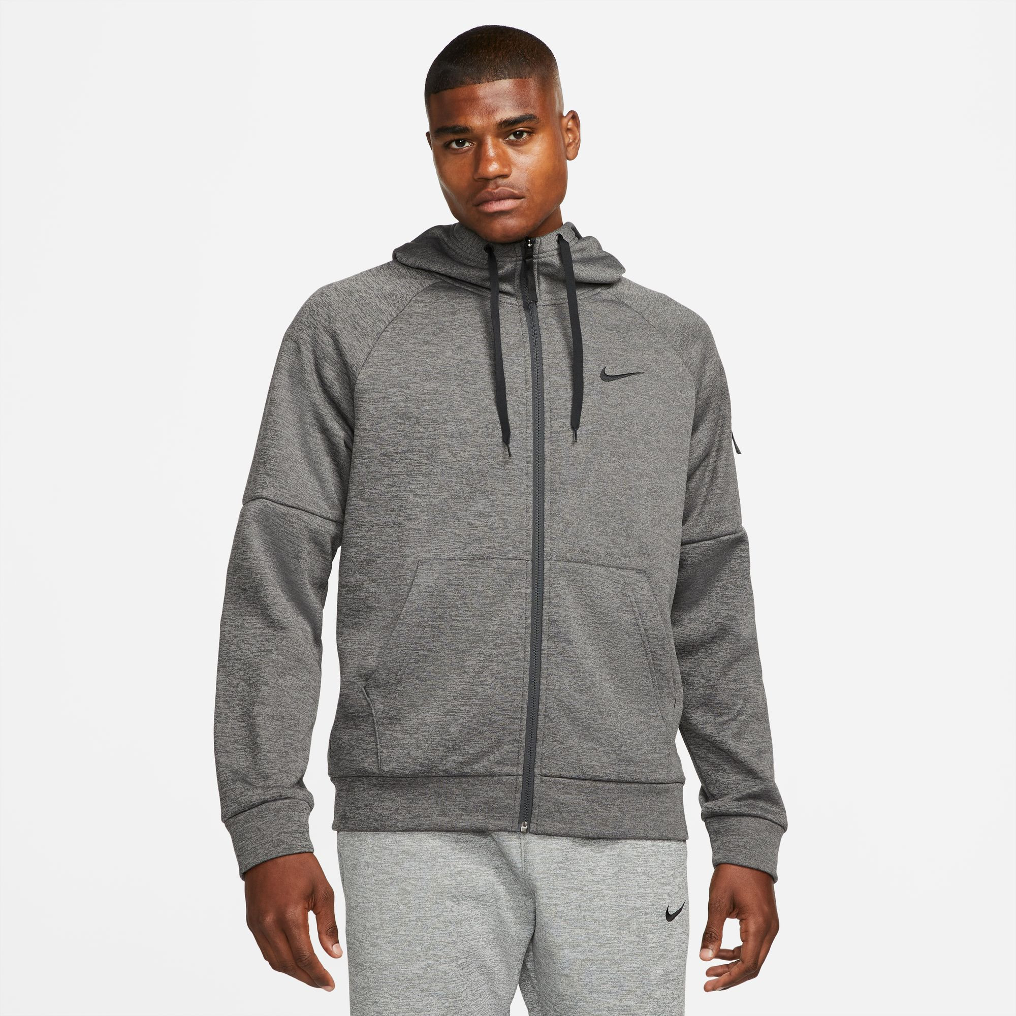 Veste à capuche de fitness pour homme Nike Therma - Charcoal Heathr/Dk Smoke Grey/Black