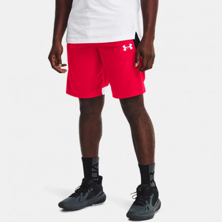 Short basketball Under Armour Baseline 25 cm pour homme - Rouge/Blanc - 1370220-600