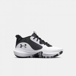 Under Armor PS Lockdown 6 Kids' Basketball Shoes (28-35) - White/Black/Black - 3025618-101