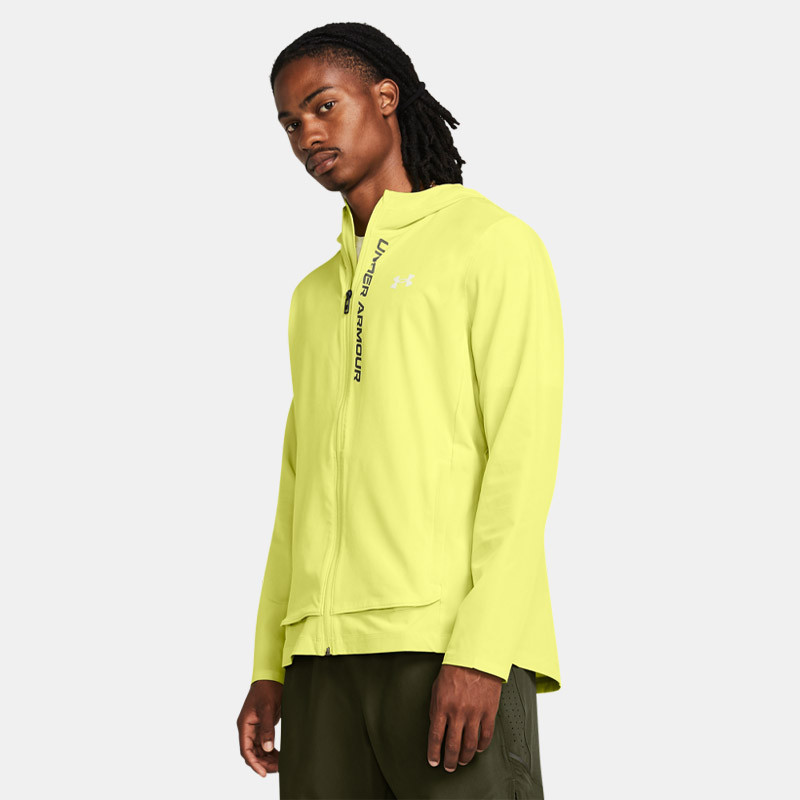 Veste Under Armour Outrun The Storm pour homme - Lime Yellow/Marine OD Green/Reflective