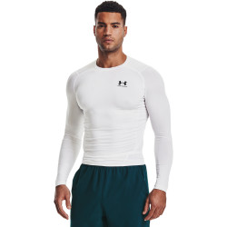 Men's Under Armour HeatGear® Armour Long Sleeve Top - White/Black - 1361524-100