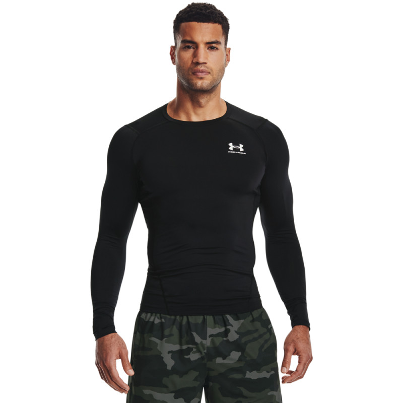 Men's Under Armour HeatGear® Armour Long Sleeve Top - Black/White - 1361524-001