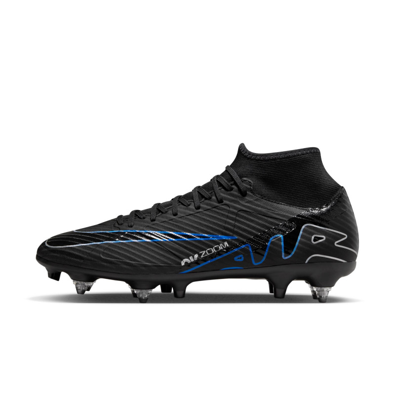 Nike Zoom Mercurial Superfly 9 Academy SG-Pro Anti-Clog Traction Cleats - Black/Chrome-Hyper Royal