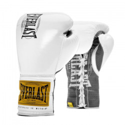 Gants de boxe Everlast 1910 Pro Fight Gloves mixte - White/Black - 7221X0-70-3