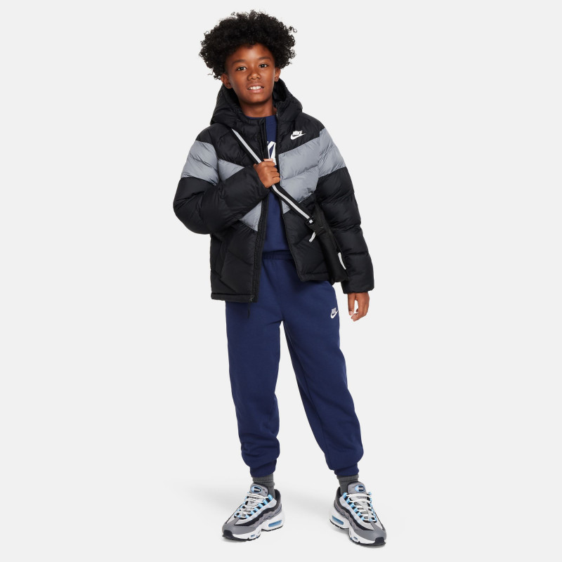 Nike Sportswear Teen's Hooded Down Jacket - Black/Cool Grey/White
